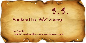 Vaskovits Vázsony névjegykártya